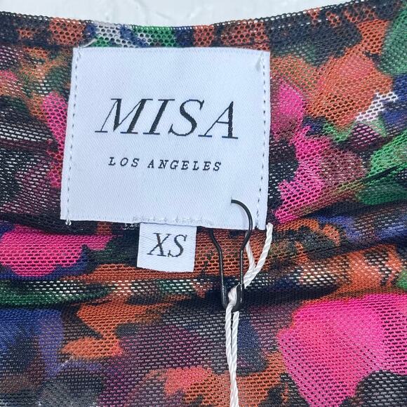 MISA Hayworth 2-Piece Set Bodysuit & Dania Skirt Multicolor Jeweltone Flora Mesh - Picture 8 of 14